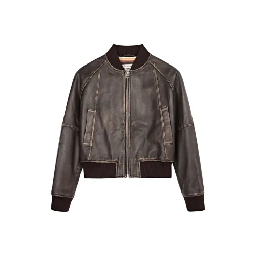 MCS Темный кофейный W7 Женские кожаные куртки