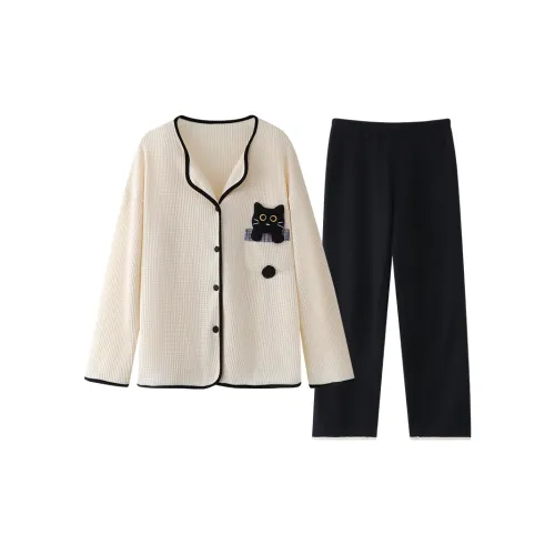 Qian Rise Little Черный Кот Черный Женские Пижамные Комплекты