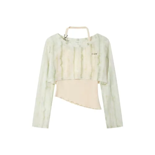 IUNOP Весенний Осенний Трикотажный Топ с Вырезами Женские