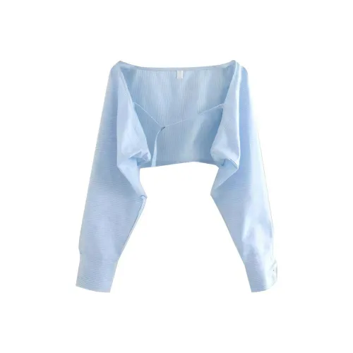 LOWEAR Хлопок Stripe Bollero Рубашка Рубашка Женская