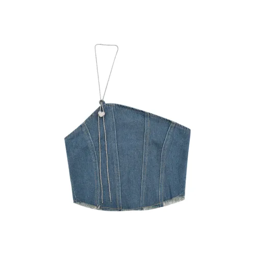 DITB Темно-синий Женский Топ без бретелек