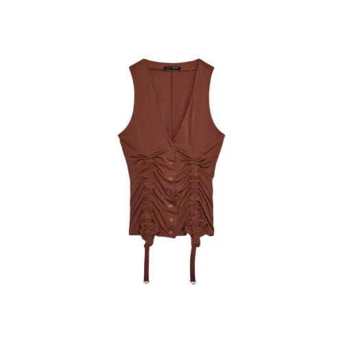 ZARA Земляной тон Женские Майки