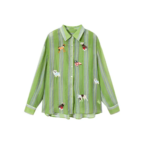 COVER TIME Зеленые Женские Рубашки