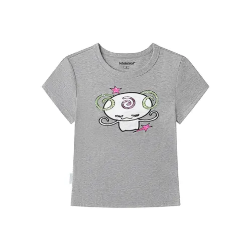 BETWEENAND Фотиния Серый Женский Короткий Топ