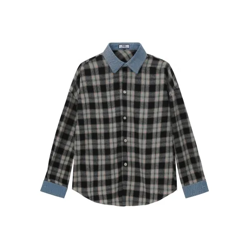 PGKZ Черный Белый Клетка Унисекс Рубашки