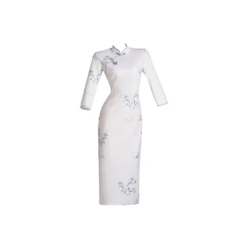 QIAOMONVHAI Длинное платье с длинными рукавами женское