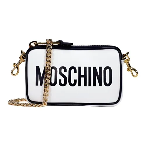 MOSCHINO Коровья кожа Маленькая квадратная сумка Сумка через плечо Мини Женская Белая