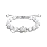 Серебряный Счастливый Кот Белый Китайский Благоприятный Животные Плетеный Веревка