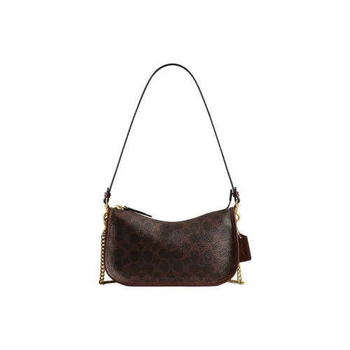 COACH Waverly Искусственная кожа с коровьей кожей сумка через плечо плечевая сумка средний размер женский кленовый коричневый