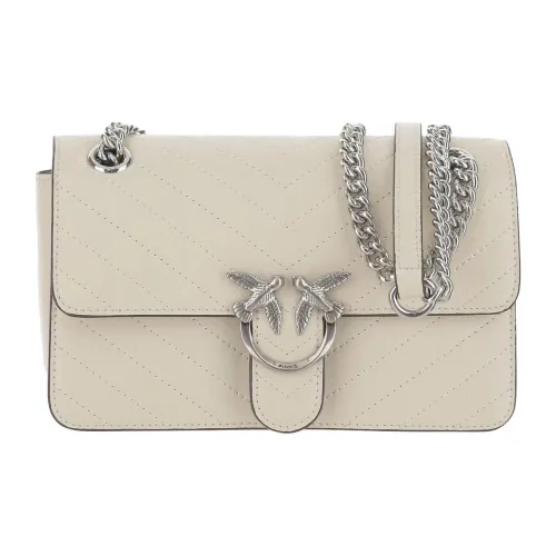 PINKO Love Series Телячья кожа Сумка через плечо Сумка на плечо Мини Женская Кремово-белая