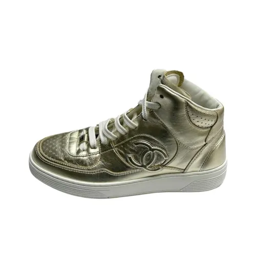 CHANEL Высокие Кроссовки для скейтбординга Женские Золотые