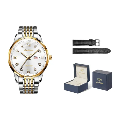 Jin Shi Dun Механический механизм ремешок из нержавеющей стали мужские часы белый циферблат