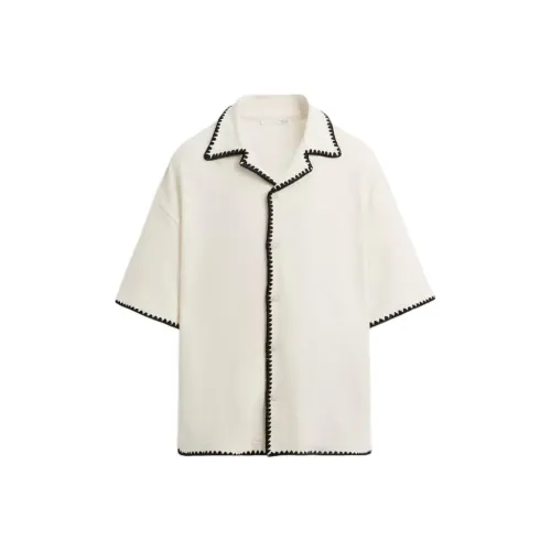 ZARA Морозный Белый Унисекс Рубашки