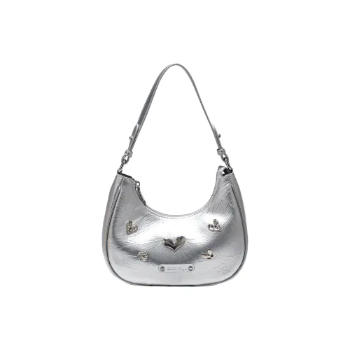 SMILE FOCUS Микрофибра Синтетическая Кожа Плечевая Сумка Сумка Сумка через плечо Женская Серебряная