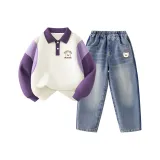 Экрю & Темно-фиолетовый-Светло-синий