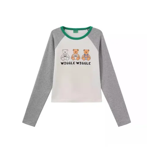 Wiggle Wiggle Обычный Длинный Рукав Т-Рубашка Для Многослойности Женская