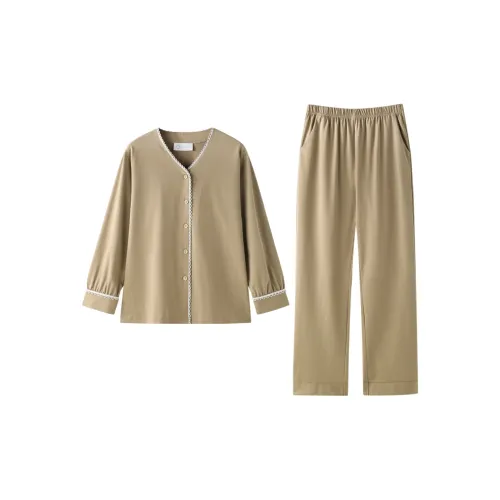 MEONSILL Весенний и Осенний комплект пижам для женщин 2 предмета хаки