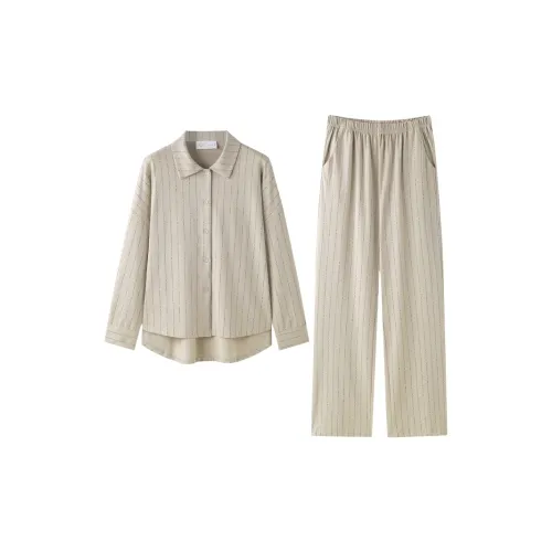 MEONSILL Весенний и Осенний комплект пижам для женщин 2 предмета хаки