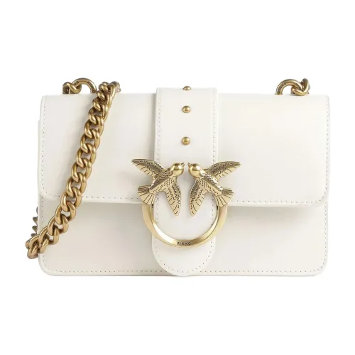 PINKO Love Series Fine Коровья кожа Крупнозернистая текстура Сумка через плечо Сумка на плечо Мини Женская Кремово-белая