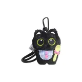 Синий нагрудник + Желтый ложка - Большеглазый черный кот