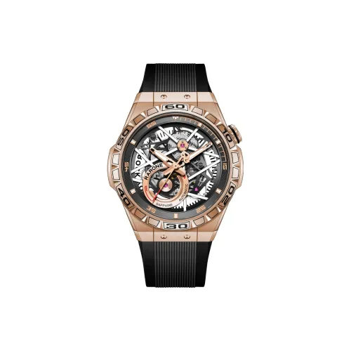 RARONE Little Twin Stars Collection Маленькие звезды-близнецы Y Розовое золото Механические часы Силиконовый ремешок