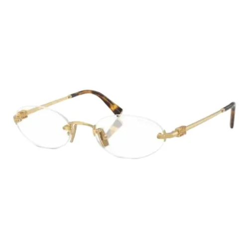 MIU MIU Металл Овал Оправы для очков Женские Золото
