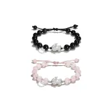 Серебряный Счастливый Кошка Китайский Благоприятный Животные Тканый Веревка [Черный+Розовый]