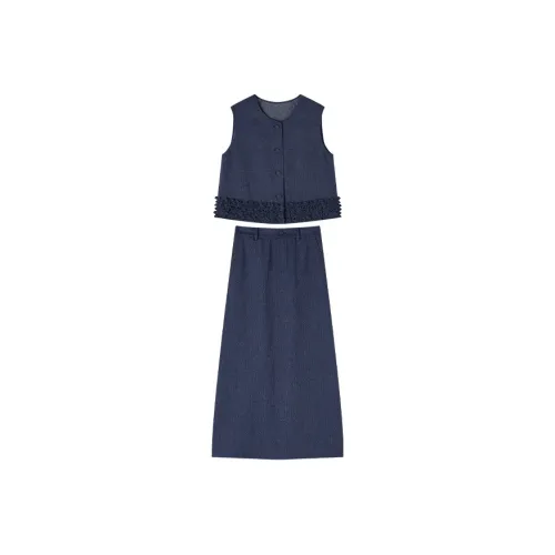 XIANGYING Морской синий Женские Комплекты с юбкой