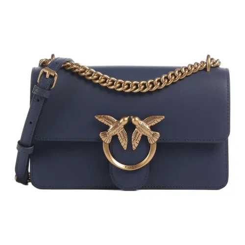 PINKO Love Series Корова Кожа Плечевая Сумка Мини Женский Темно-Синий