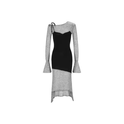 MITX Черные Женские Длинные Платья с Длинными Рукавами