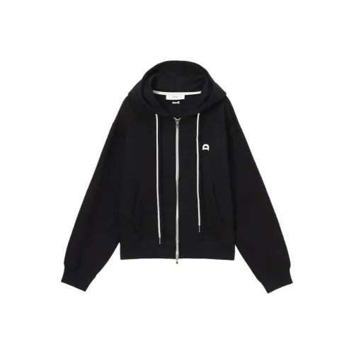 Dunst Унисекс Кожа Логотип ZIP UP Толстовка Черный Свитшот Унисекс