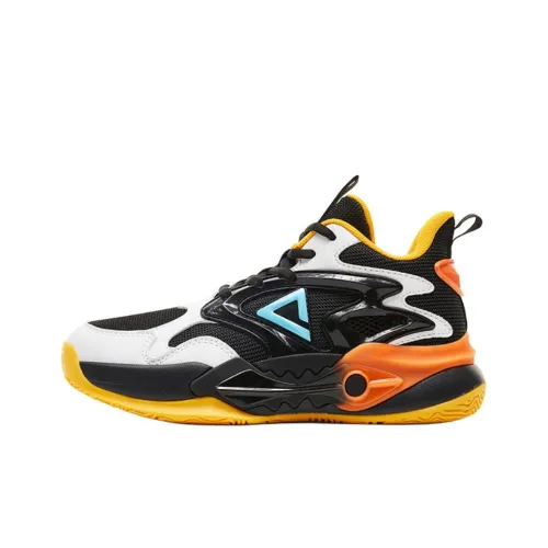 PEAK Rebound Support MID Топ Детские Баскетбольные Кроссовки Черный Белый Оранжевый Подростки