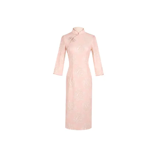 CXEGEGM Чонсам Элегантный National Ветер Элегантность Жаккард Минималистский стиль Улучшенный Китайский стиль Платье Женские