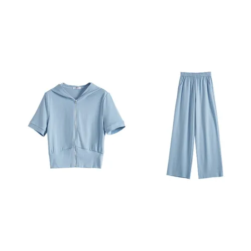 SLLSKY Светло-синий Повседневные костюмы для женщин