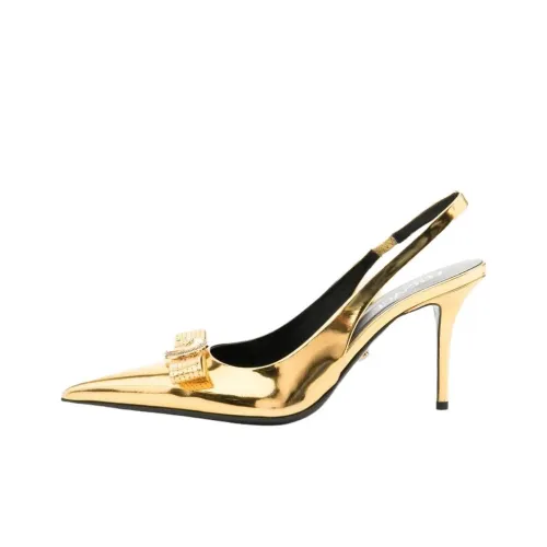 VERSACE Gianni Ribbon Van Vleet Узкий каблук Высокие каблуки 9 см Женские Золотой