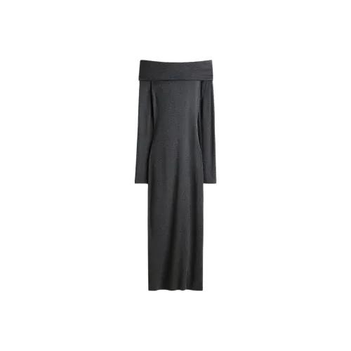 H M Смешанный Темно-Серый Женский Длинный Рукав Платья