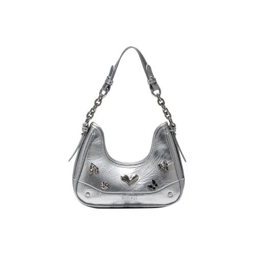 SMILE FOCUS Микрофибра Синтетическая Кожа Одно Плечо Сумка Женская Серебряная