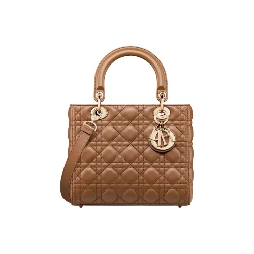 DIOR Lady Dior Lambskin Сумка Lady Dior Сумка через плечо Сумка среднего размера Женская Коричневая