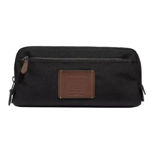 COACH Double Zip Wallet из нейлона и телячьей кожи туалетный и путешествующий клатч для макияжа средний мужской черный