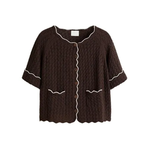 H M Темно-коричневый Белый Женский Трикотаж