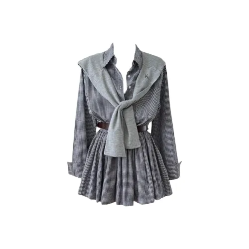 PNVB Серый Женские Длинные Платья с Длинными Рукавами