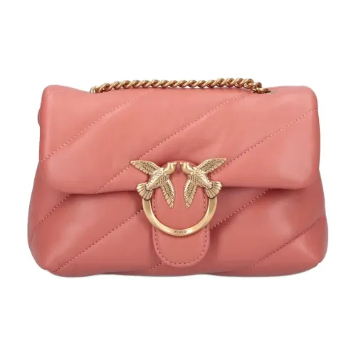 PINKO Love Bag Puff Телячья кожа Сумка через плечо Мини Женская Розовая
