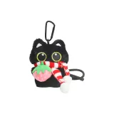 Красный и белый шарф, клубничный, с большими глазами, черный кот