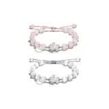 Серебряный Счастливый Кошка Китайский Благоприятный Животные Тканый Веревка [Розовый+Белый]