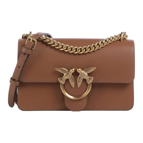 PINKO Love Series Коровья кожа крупнозернистая Сумка через плечо Мини Женская Коричневая