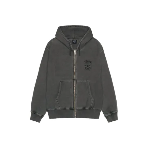 Stussy FW25 STOCK Линк ZIP Толстовка ПИГМЕНТ Окрашенный Толстовка Унисекс