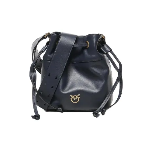 PINKO Love Birds series Корова Кожа Ведрообразная Сумка Сумка через плечо Мини Женский Темно-синий