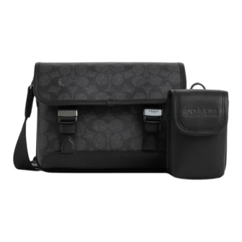 COACH League Искусственная кожа Сумка через плечо Маленькая Мужская Черная