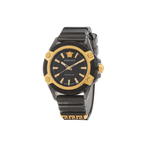 VERSACE Icon Active Наручные часы Кварцевый механизм Силиконовый ремешок 42 мм Черный циферблат Мужские часы