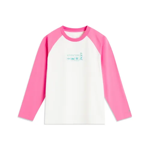 LINING YOUNG На открытом воздухе T-рубашка Стандартная Белая Азалия Розовая